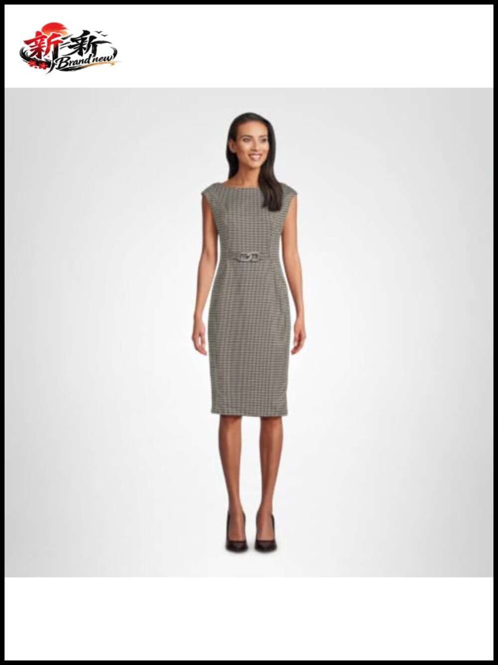 Calvin Klein Tweed Sheath Dress Cap Sleeve Knee Length with Belt